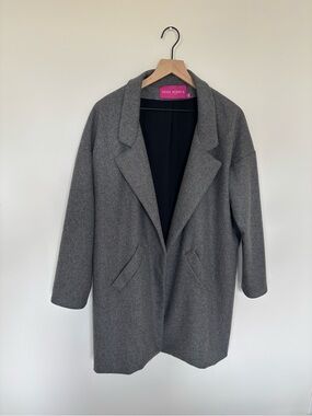 Heidi Merrick Boutique LA Made Gray Wool Outerwear Trench Wrap Coat